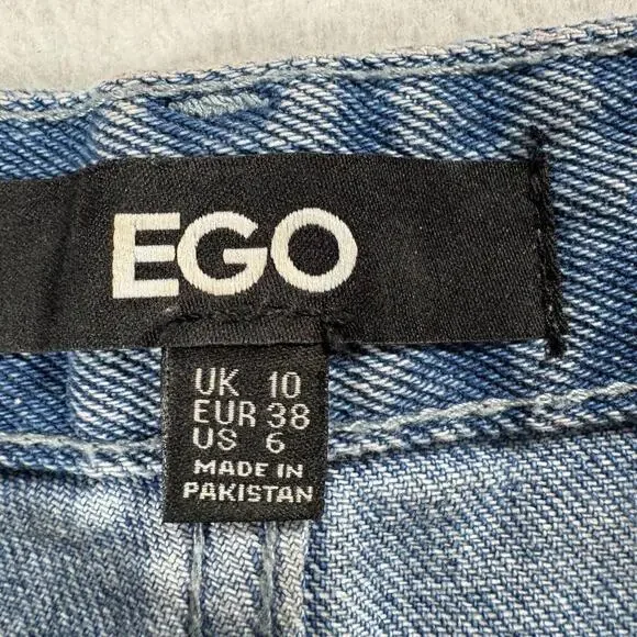 EGO Womens 6 High Rise Wide Leg Painted Floral Medium Wash Denim Jeans Y2K Style - Picture 4 of 8